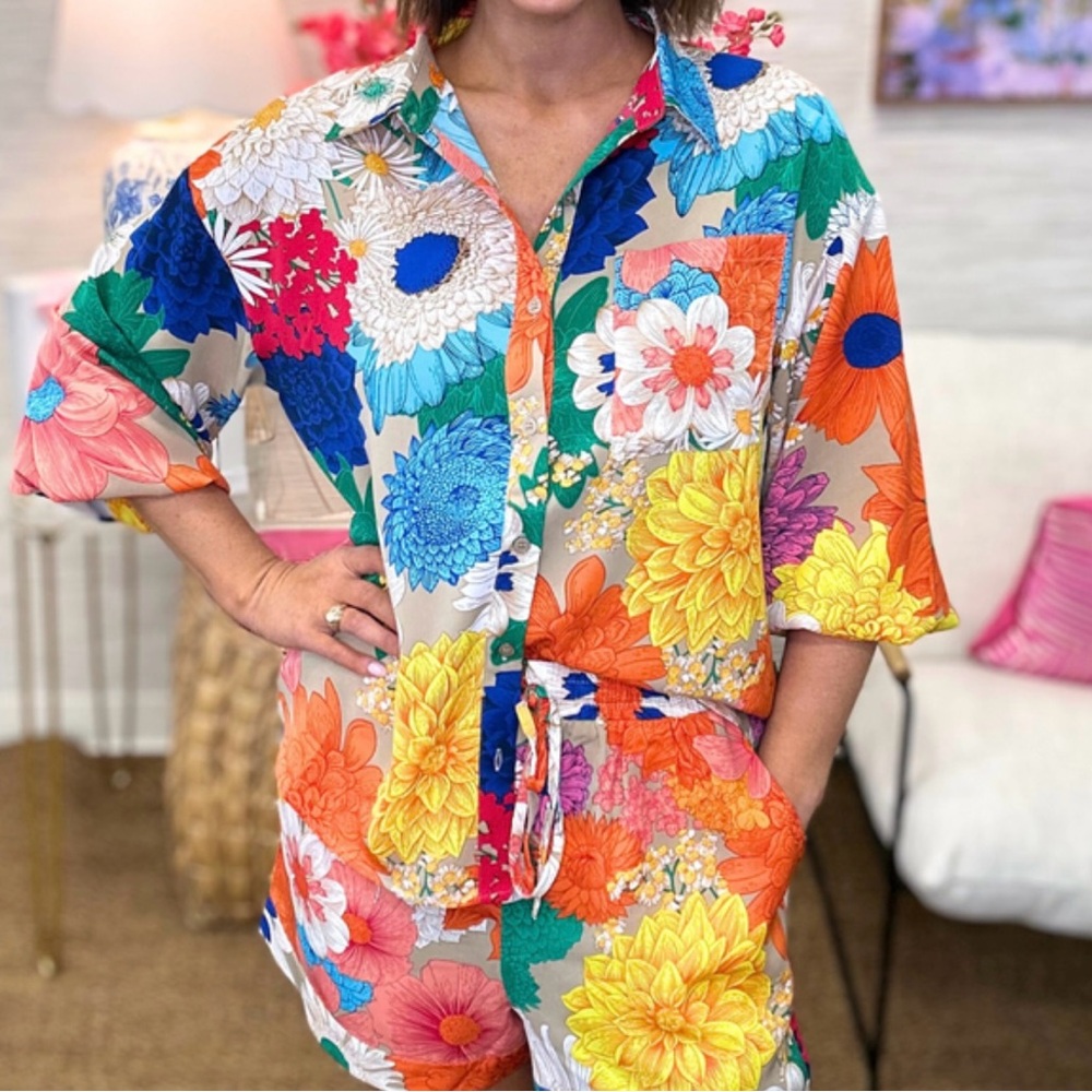 Jodifl floral short and top set size medium. NWT